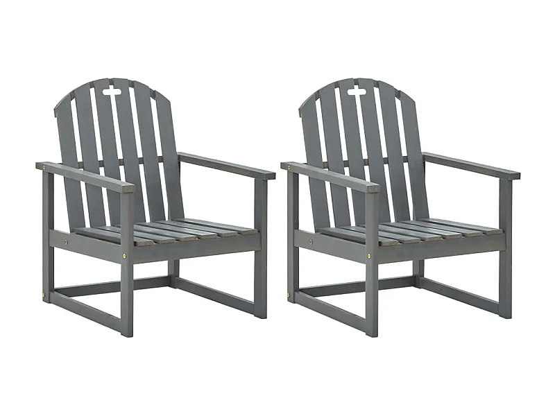 Chaises de jardin lot de 2 Gris Bois d'acacia solide