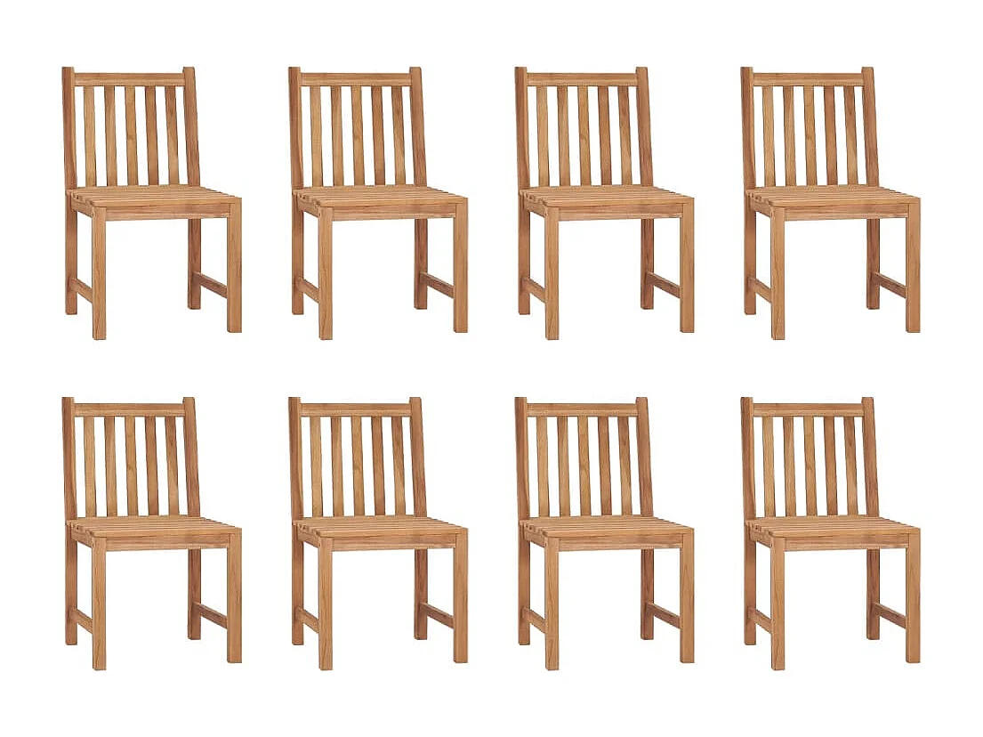 Chaises de jardin lot de 8 avec coussins Bois de teck massif