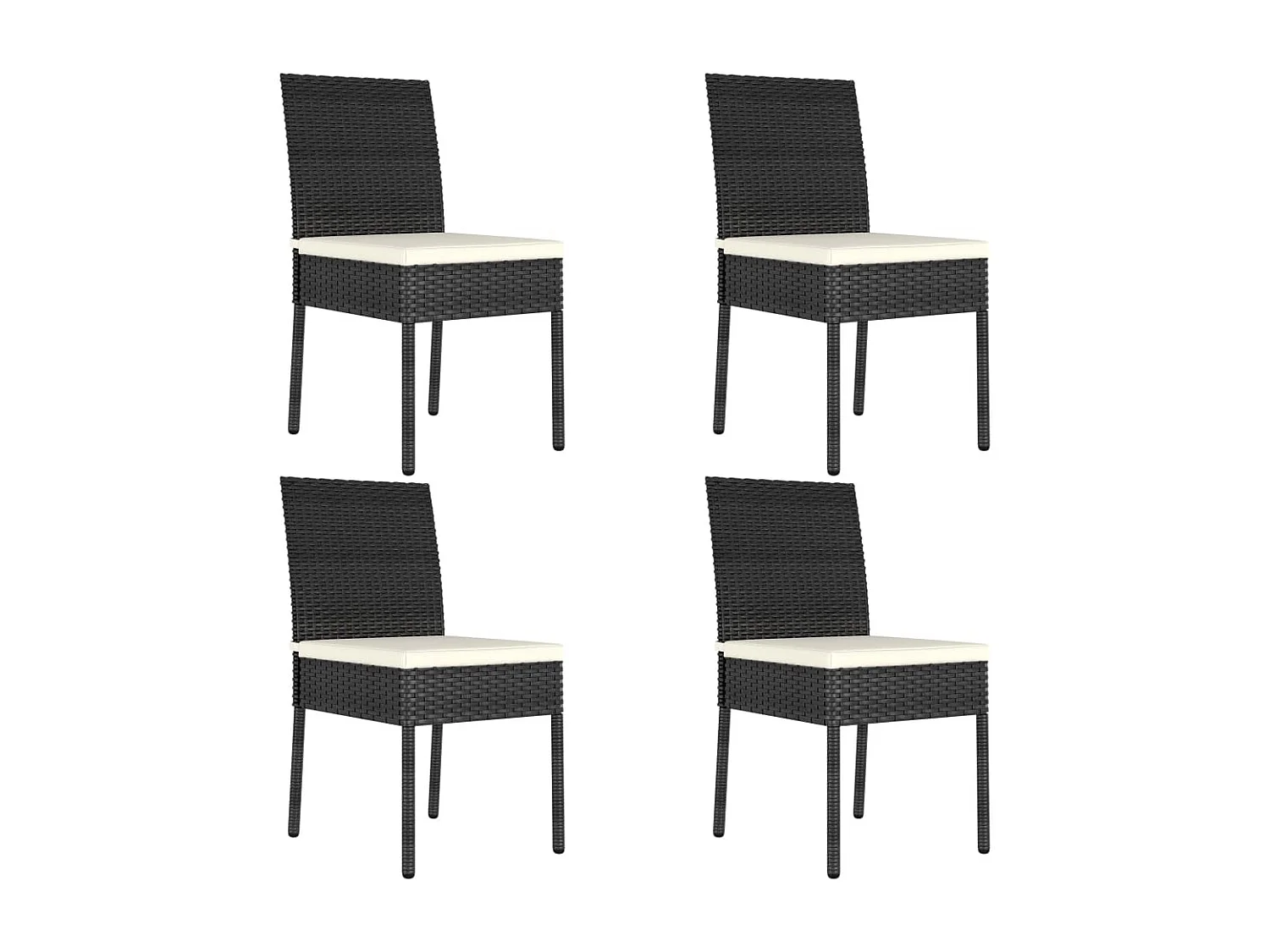 Chaises à manger de jardin lot de 4 Résine tressée Noir