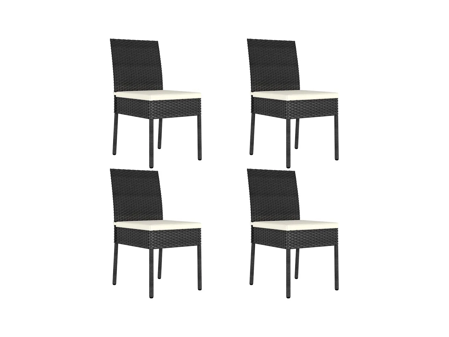 Chaises à manger de jardin lot de 4 Résine tressée Noir