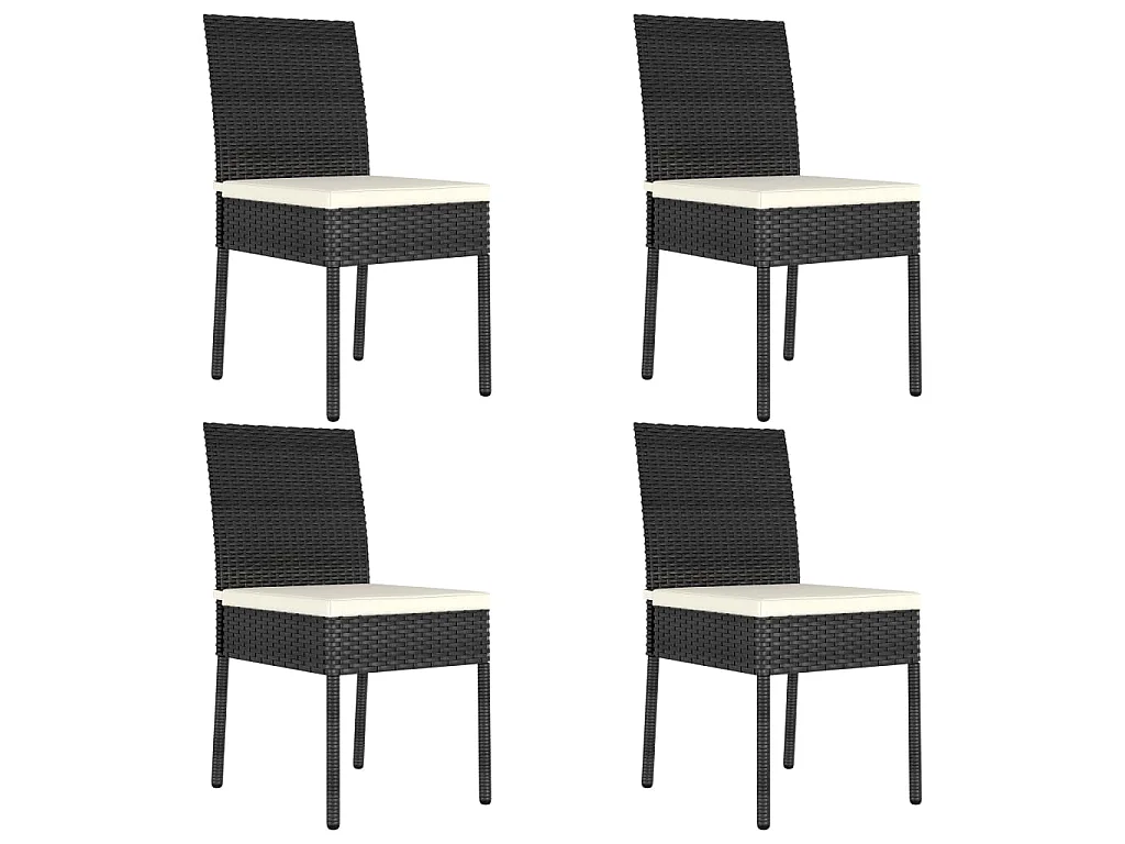 Garten-Essstühle 4 Stk. Poly Rattan Schwarz