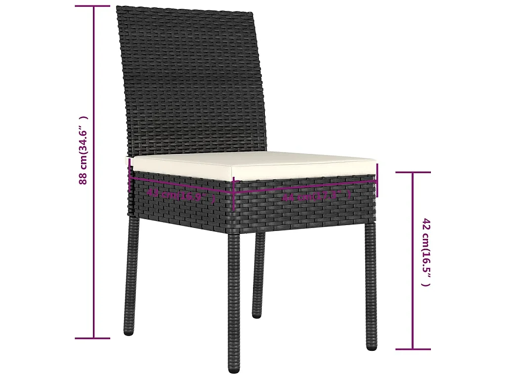 Garten-Essstühle 4 Stk. Poly Rattan Schwarz