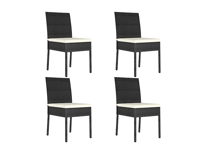 Chaises à manger de jardin lot de 4 Résine tressée Noir