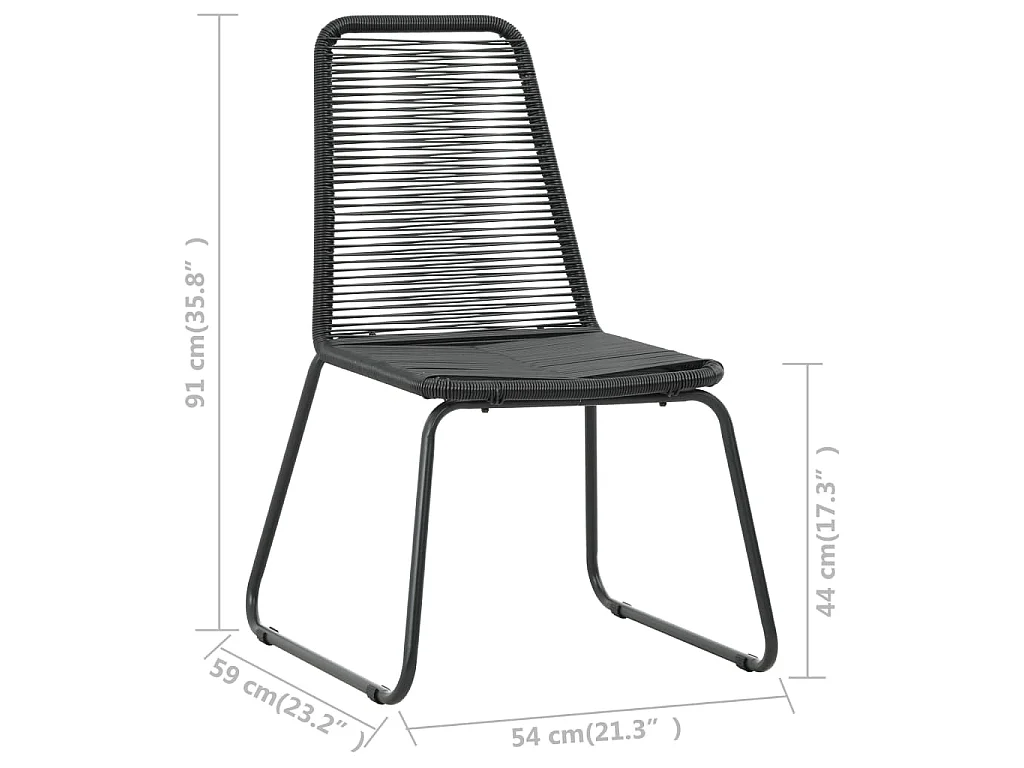 Gartenstühle 2 Stk. Poly Rattan Schwarz