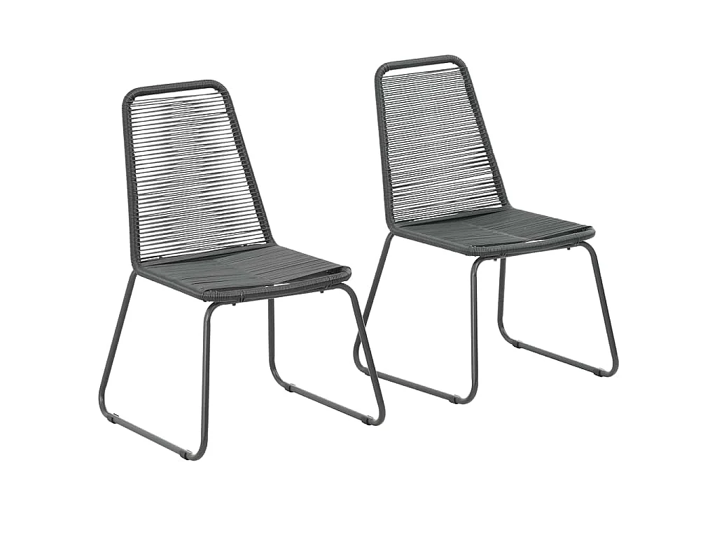 Gartenstühle 2 Stk. Poly Rattan Schwarz