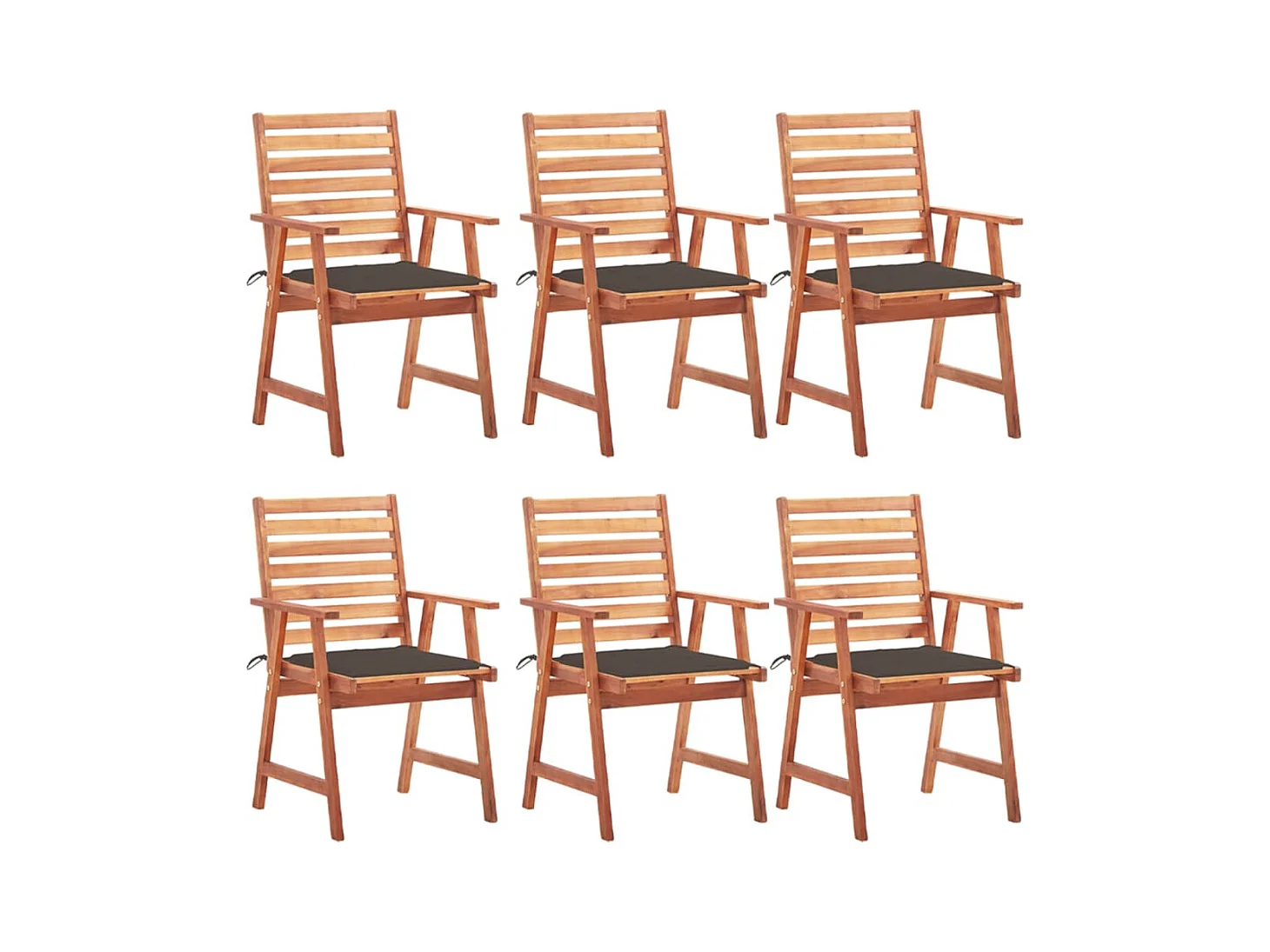 Tuinstoelen 6 st met kussens massief acaciahout