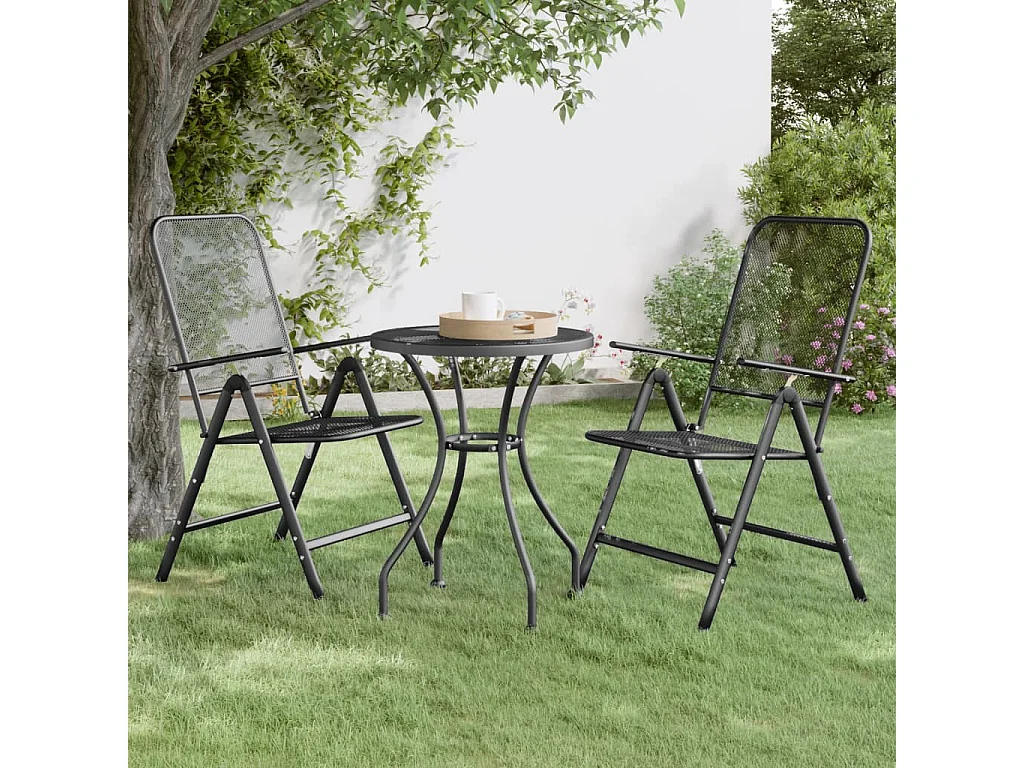Chaises pliables jardin lot de 2 Maille métallique Anthracite