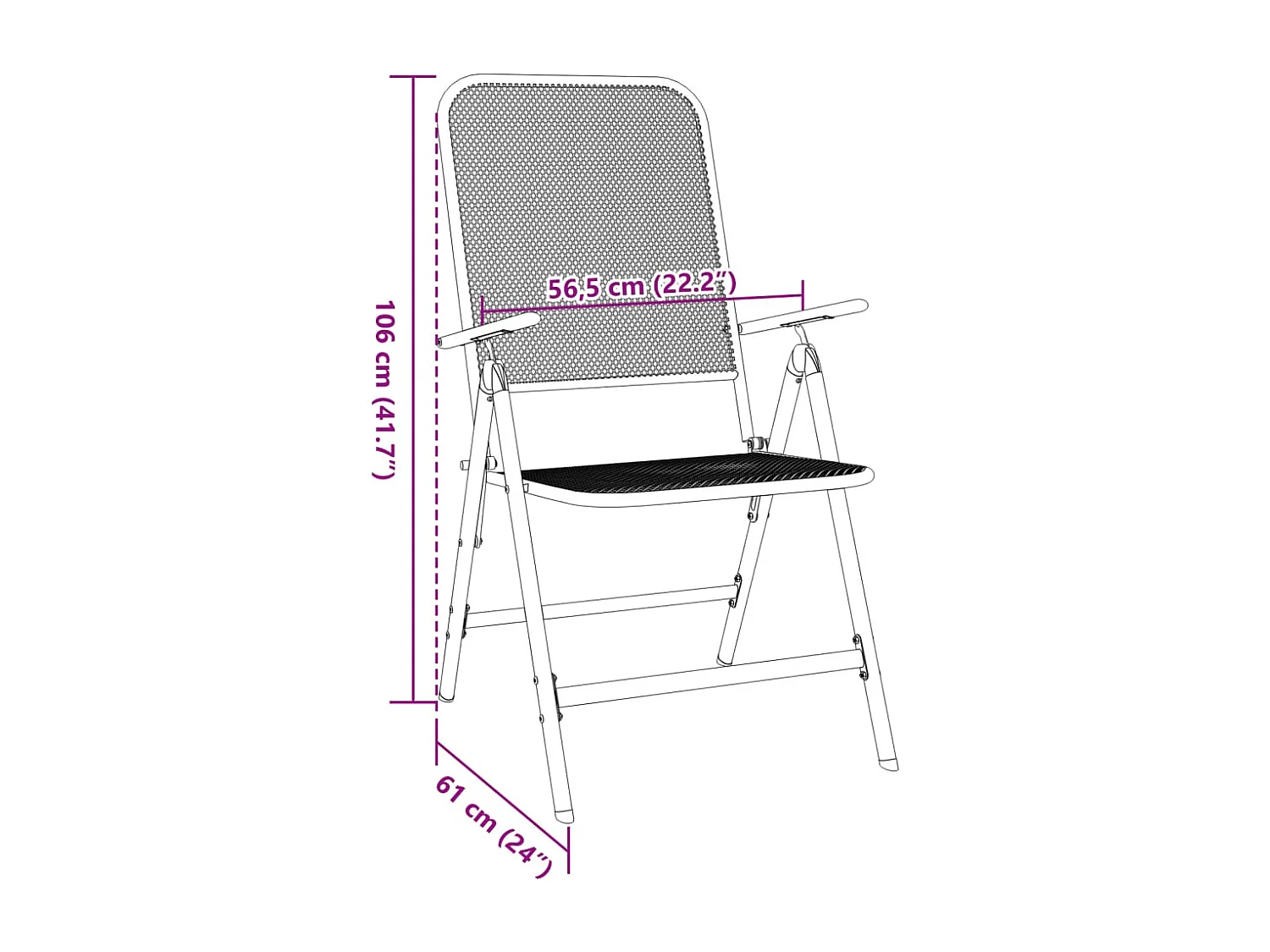 Chaises pliables jardin lot de 2 Maille métallique Anthracite