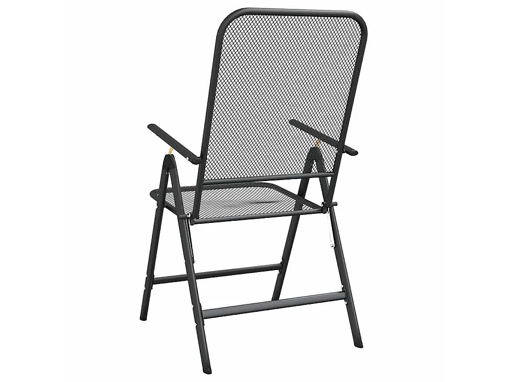 Chaises pliantes, lot de 2, en maille métallique déployée anthracite