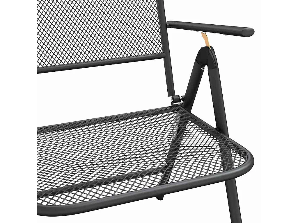 Chaises pliantes, lot de 2, en maille métallique déployée anthracite