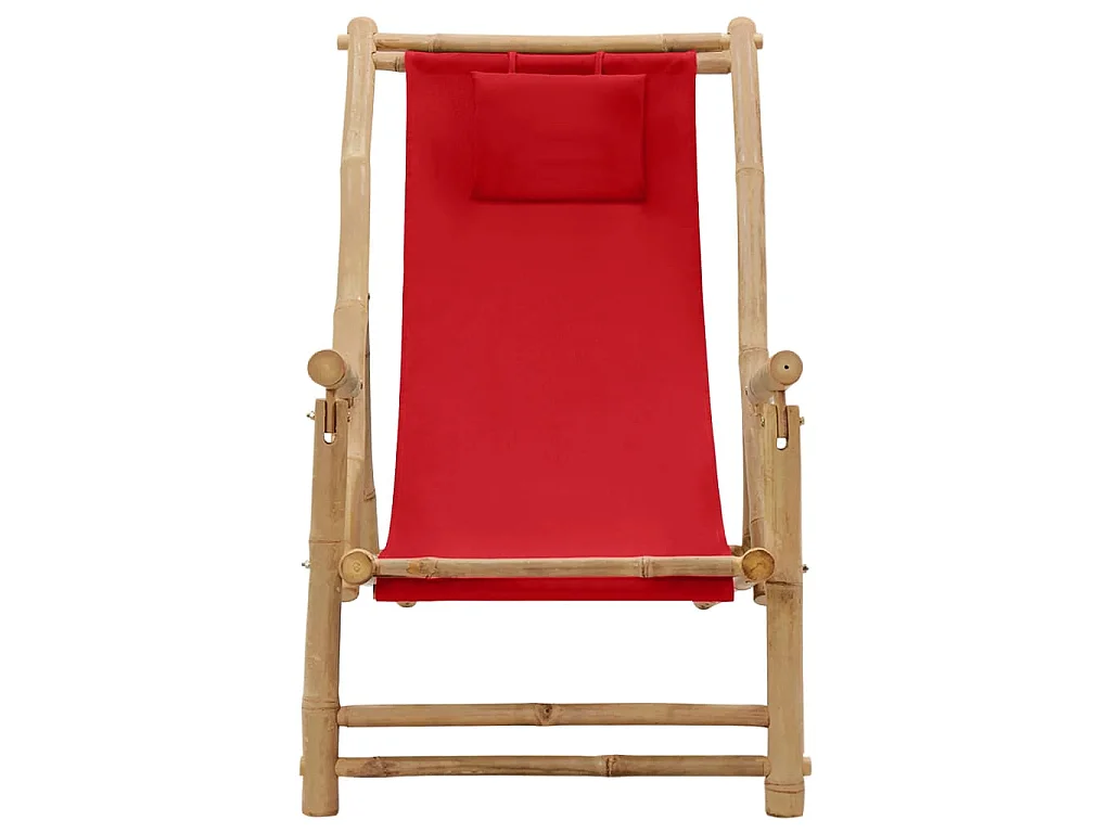 Chaise de terrasse Bambou et toile Rouge