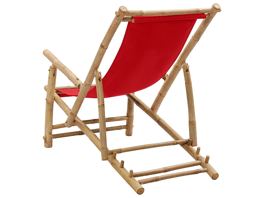 Chaise de terrasse Bambou et toile Rouge
