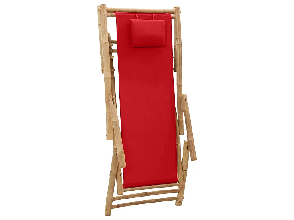 Chaise de terrasse Bambou et toile Rouge