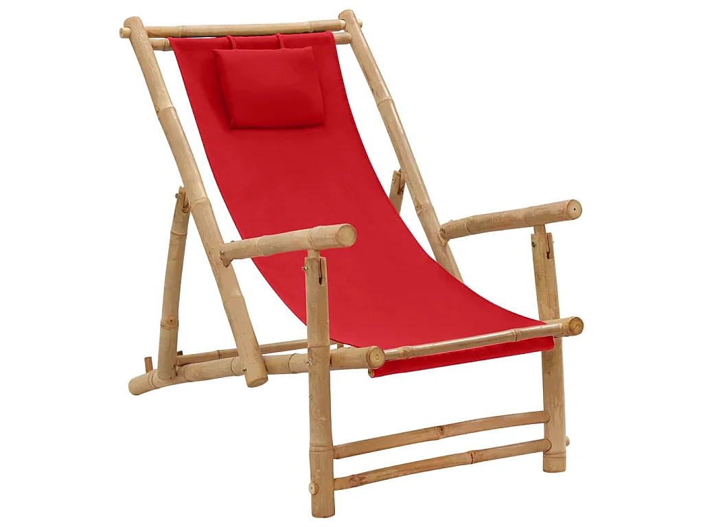 Terrasstoel bamboe en canvas rood