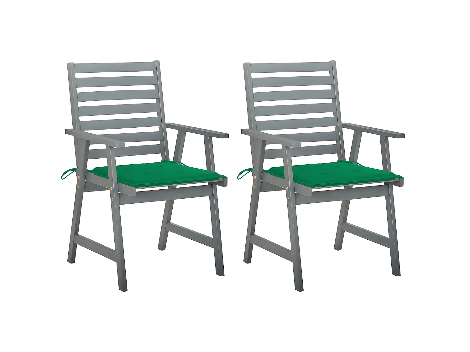 Chaises à manger d'extérieur lot de 2 et coussins Acacia massif