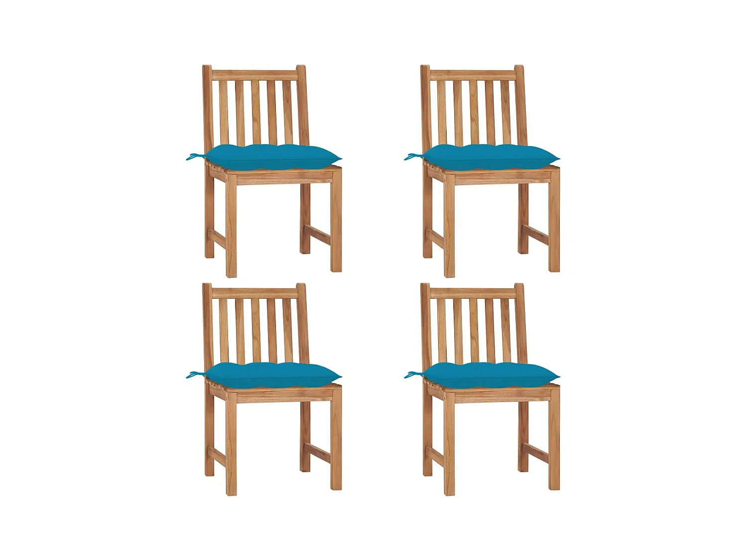 Chaises de jardin lot de 4 avec coussins Bois de teck massif