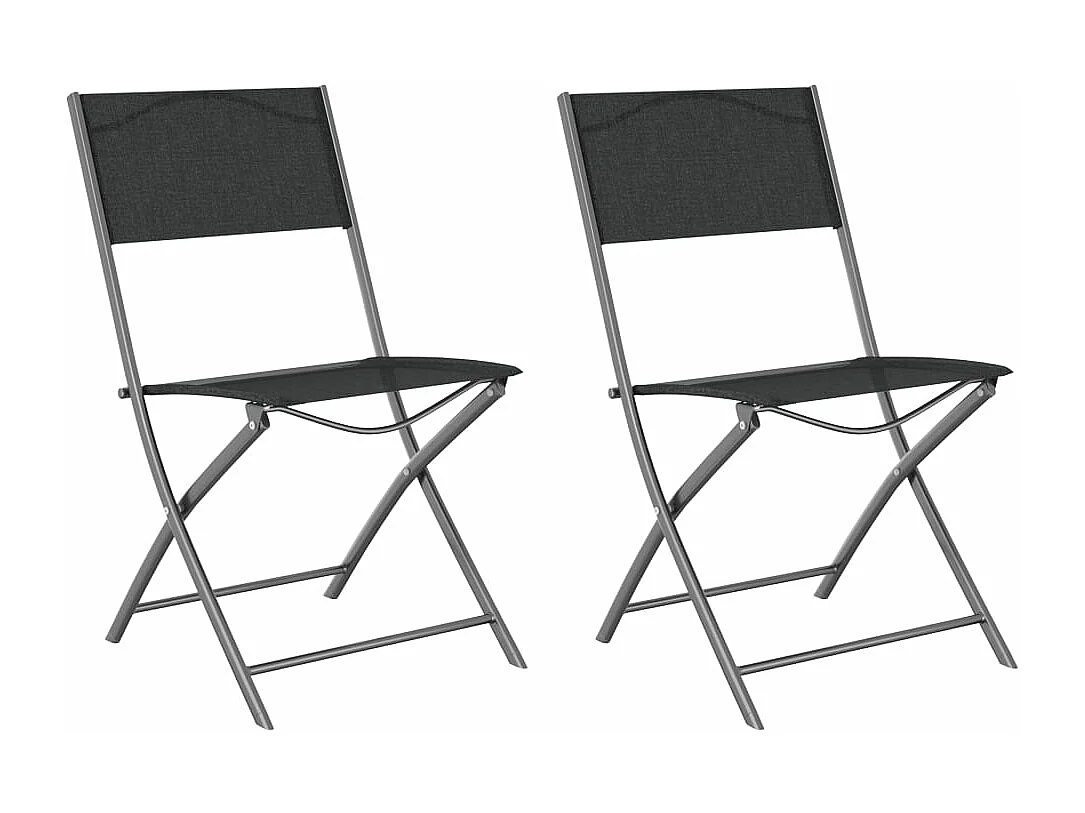 Chaises d'extérieur pliables lot de 2 Noir Acier et textilène
