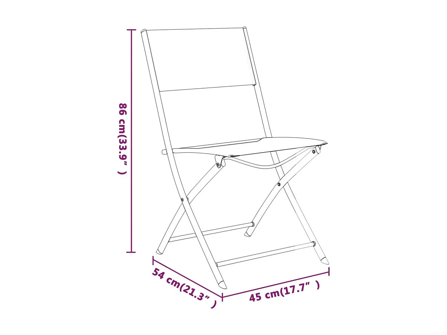 Chaises d'extérieur pliables lot de 2 Noir Acier et textilène