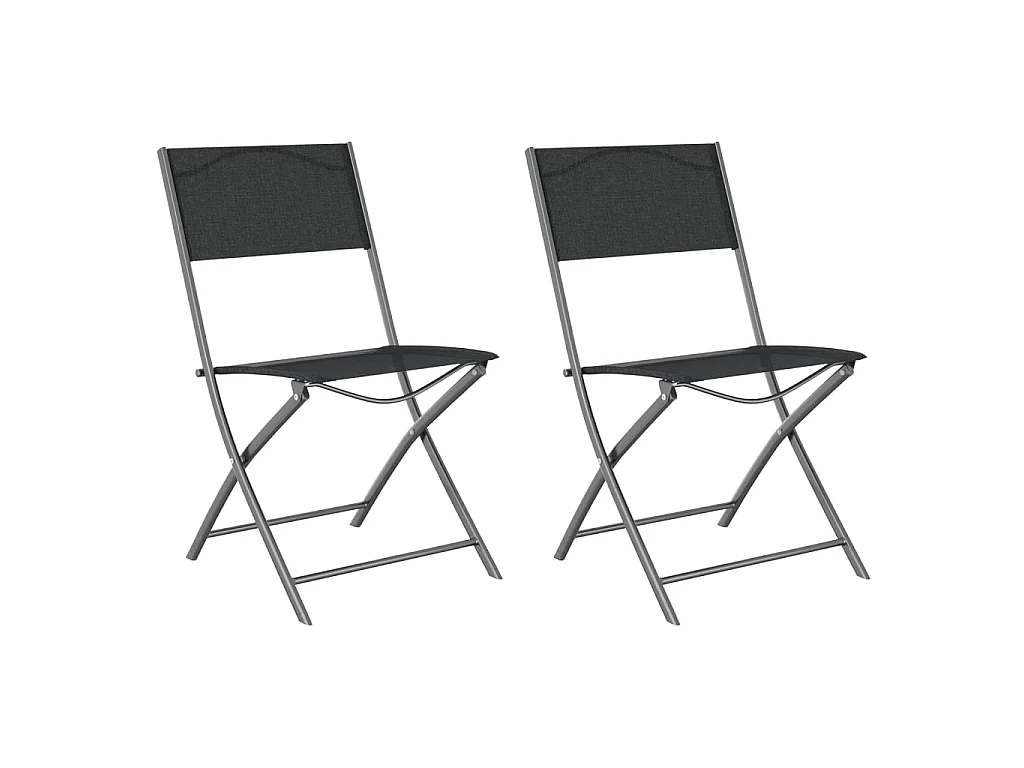 Tuinstoelen inklapbaar 2 st staal en textileen zwart