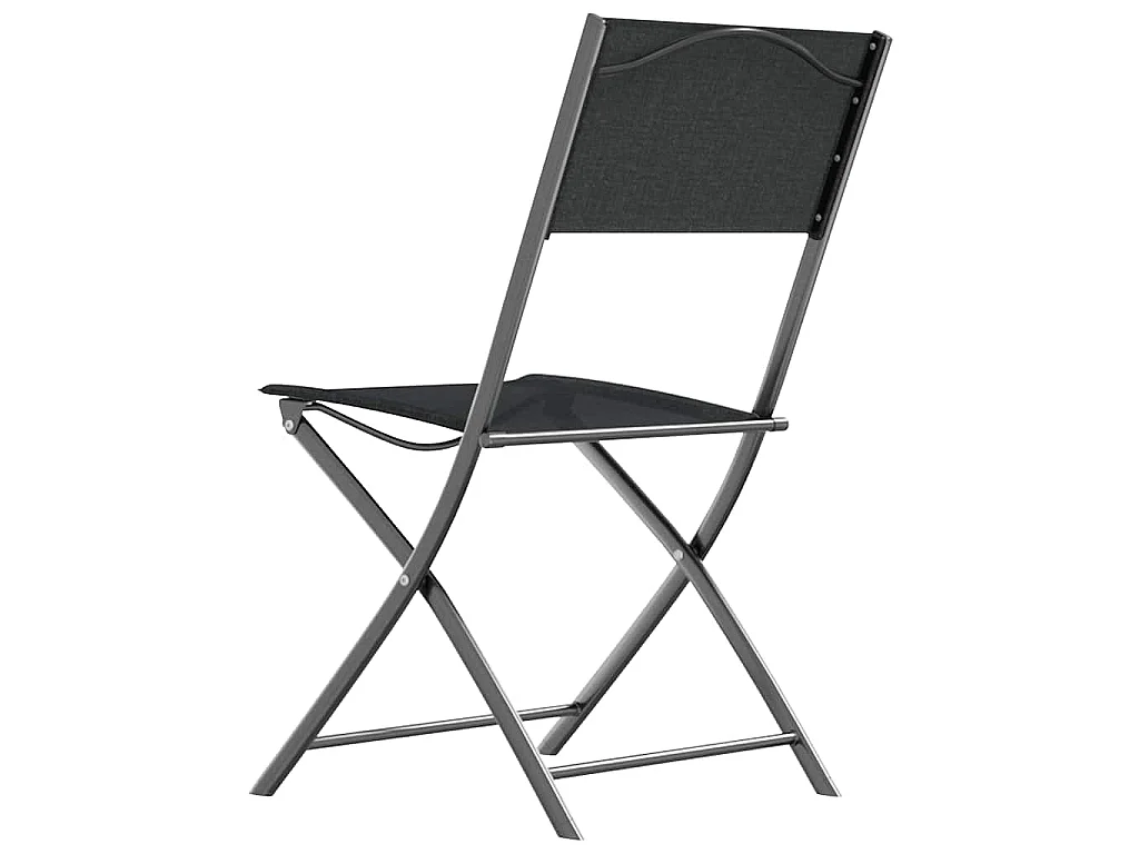 Opklapbare stoelen, 2 stuks, zwart staal en Textilene
