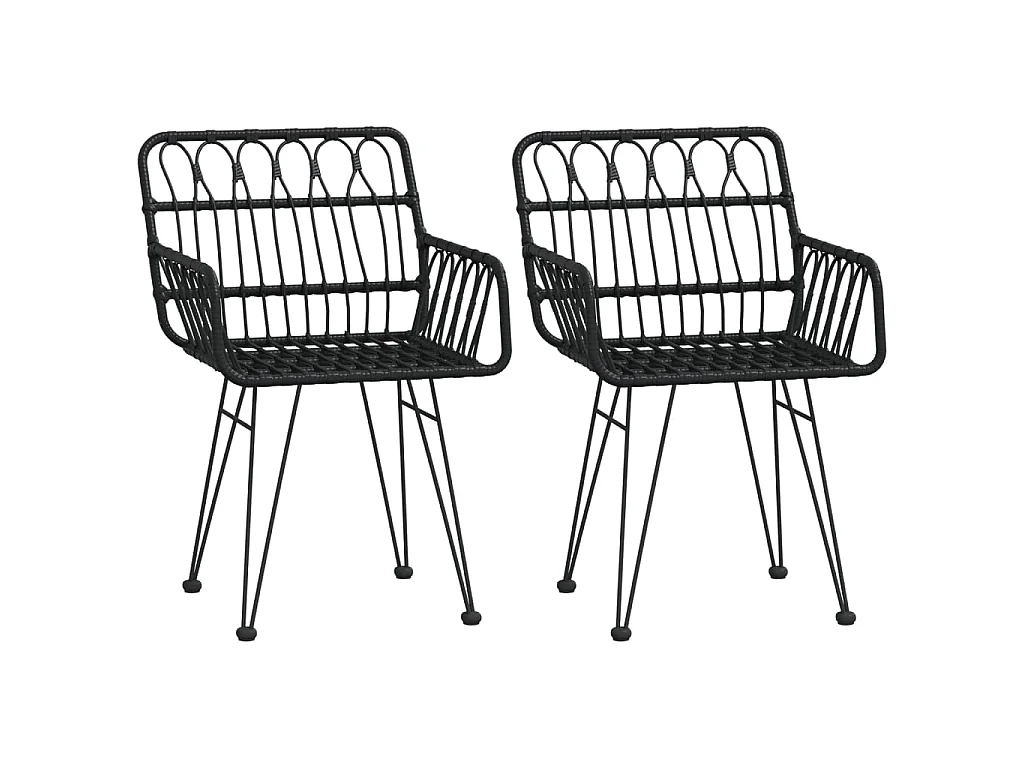 Chaises de jardin lot de 2 avec accoudoir Noir 56x64x80 cm