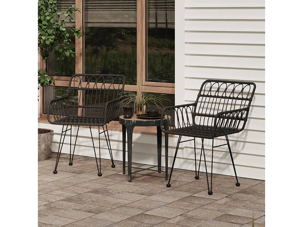 Chaises de jardin lot de 2 avec accoudoir Noir 56x64x80 cm