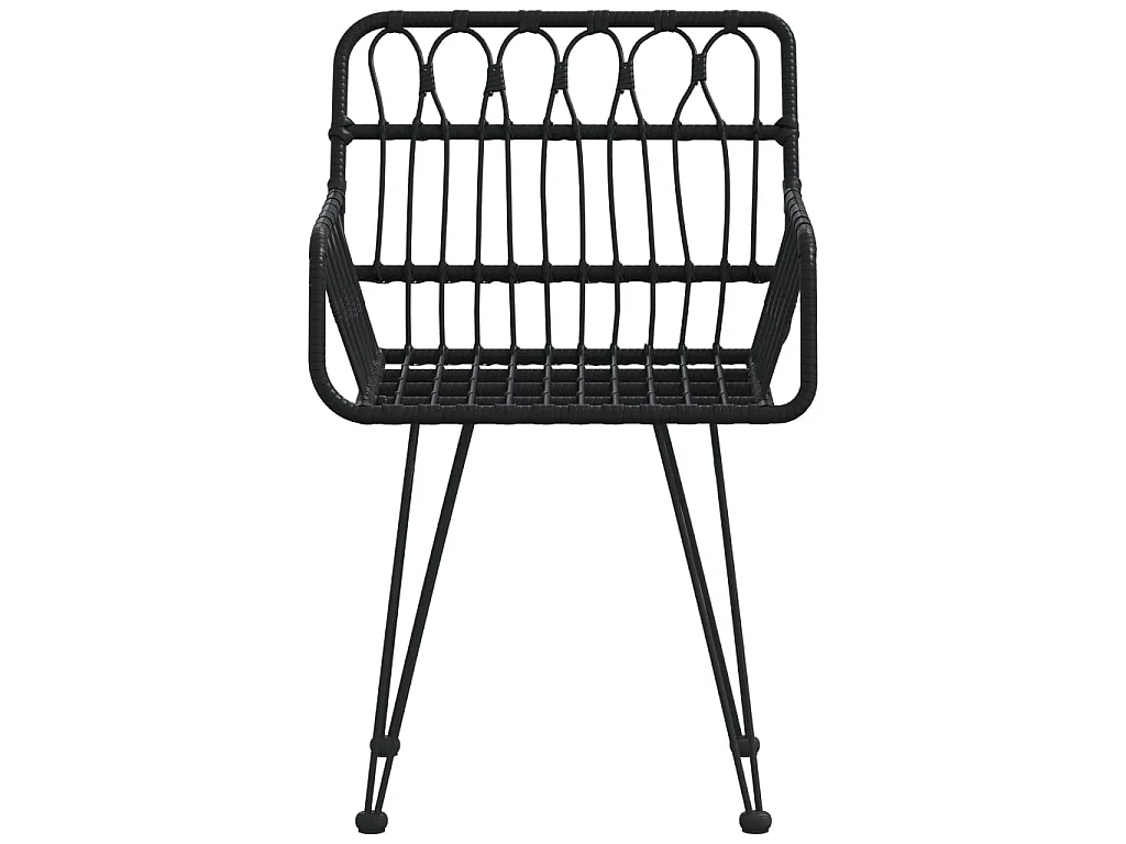 Sedie da Giardino 2pz con Braccioli Nero 56x64x80 cm Rattan PE