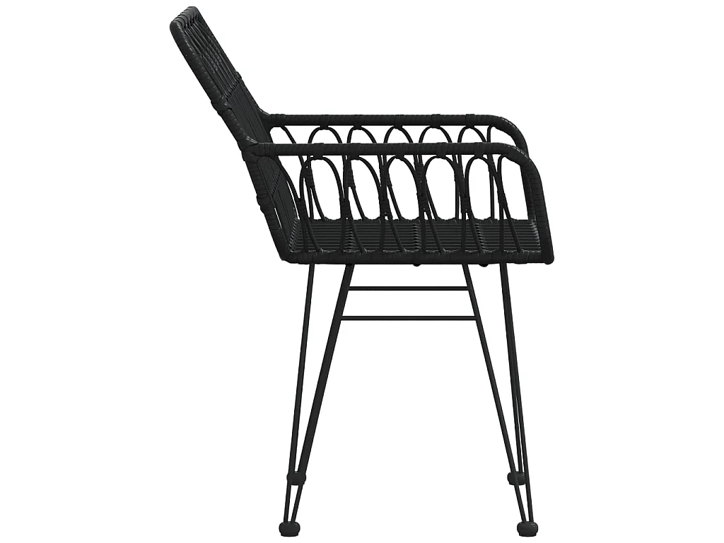 Sedie da Giardino 2pz con Braccioli Nero 56x64x80 cm Rattan PE