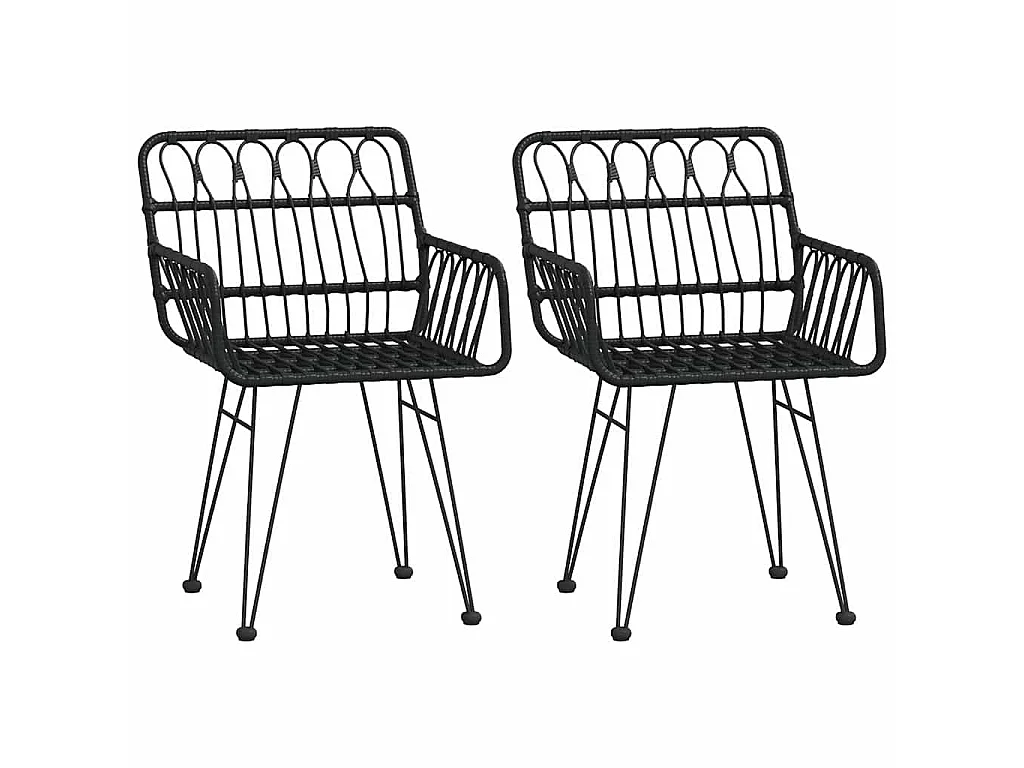 Sedie da Giardino 2pz con Braccioli Nero 56x64x80 cm Rattan PE