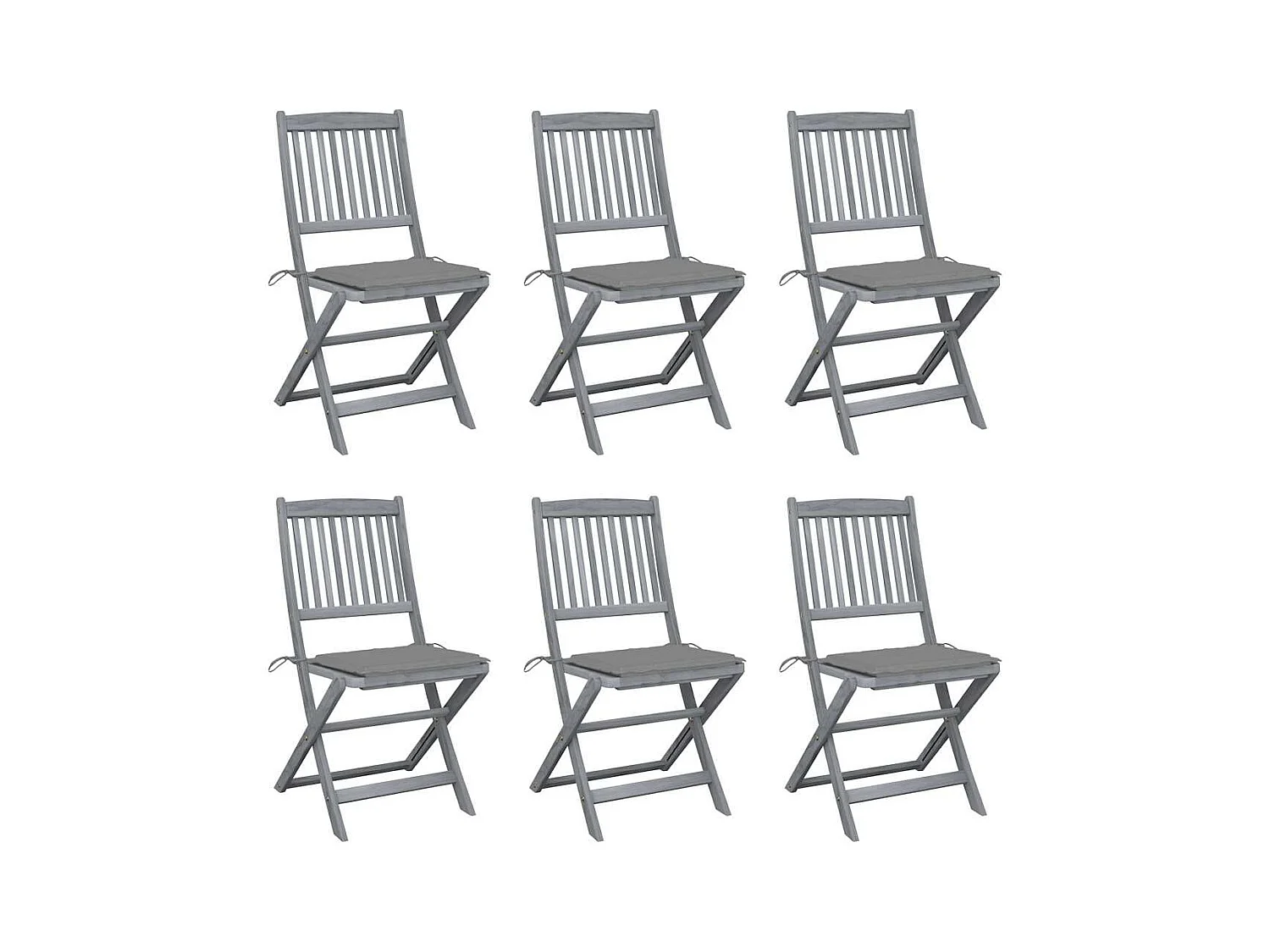 Chaises pliables d'extérieur lot de 6 et coussins Bois d'acacia