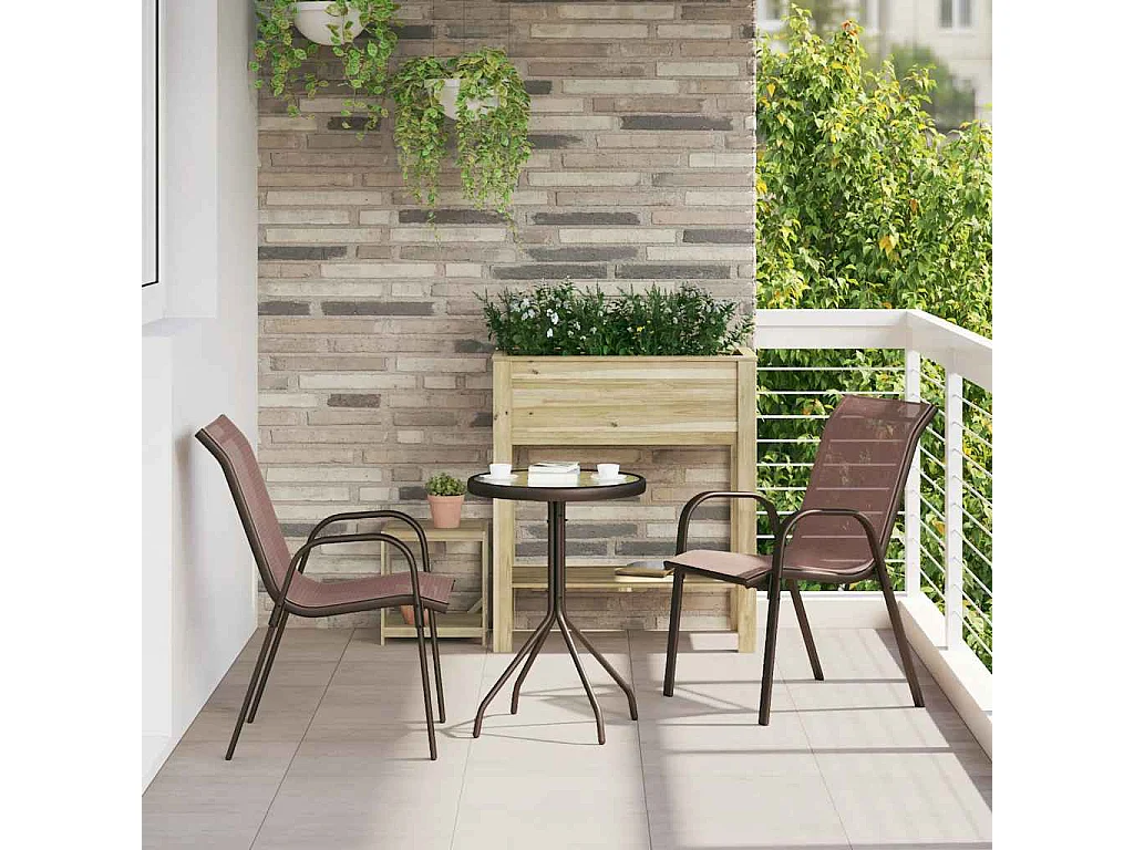 Sedie da Giardino Impilabili 2 pz in Tessuto Textilene Marrone