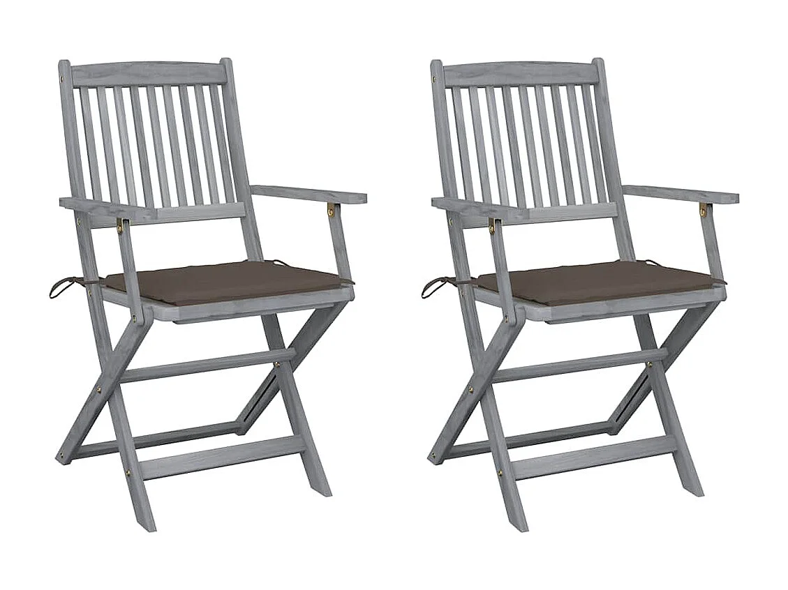 Klappbare Gartenstühle 2 Stk. mit Sitzkissen Massivholz Akazie