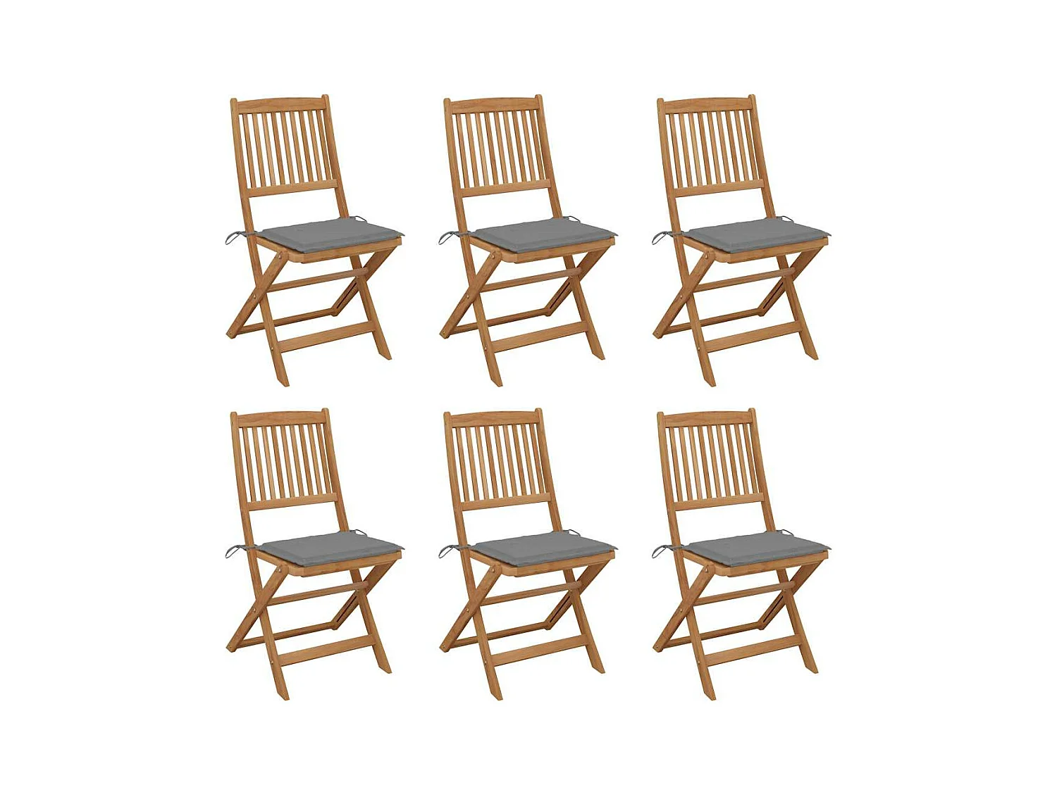 Chaises pliables de jardin lot de 6 avec coussins Bois d'acacia