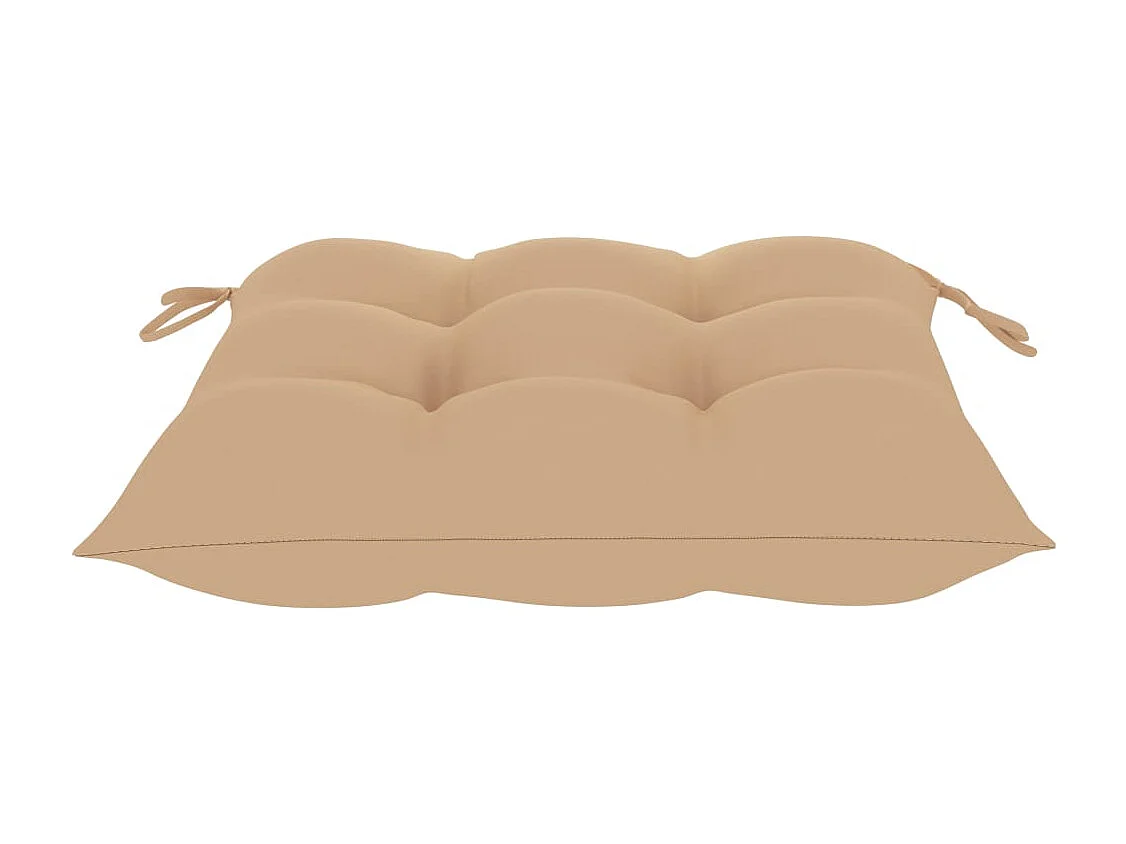 Cadeiras de jardim c/ almofadões beges 6 pcs teca maciça