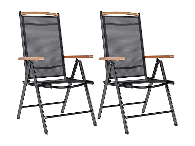 Gartenstühle Klappbar 2 Stk. Aluminium und Textilene Schwarz