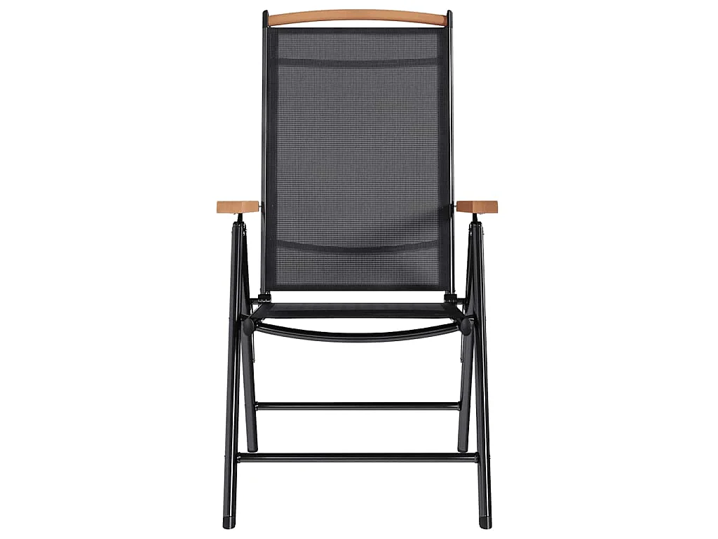Klappstühle, 2 Stück, Aluminium und Textilene, Schwarz
