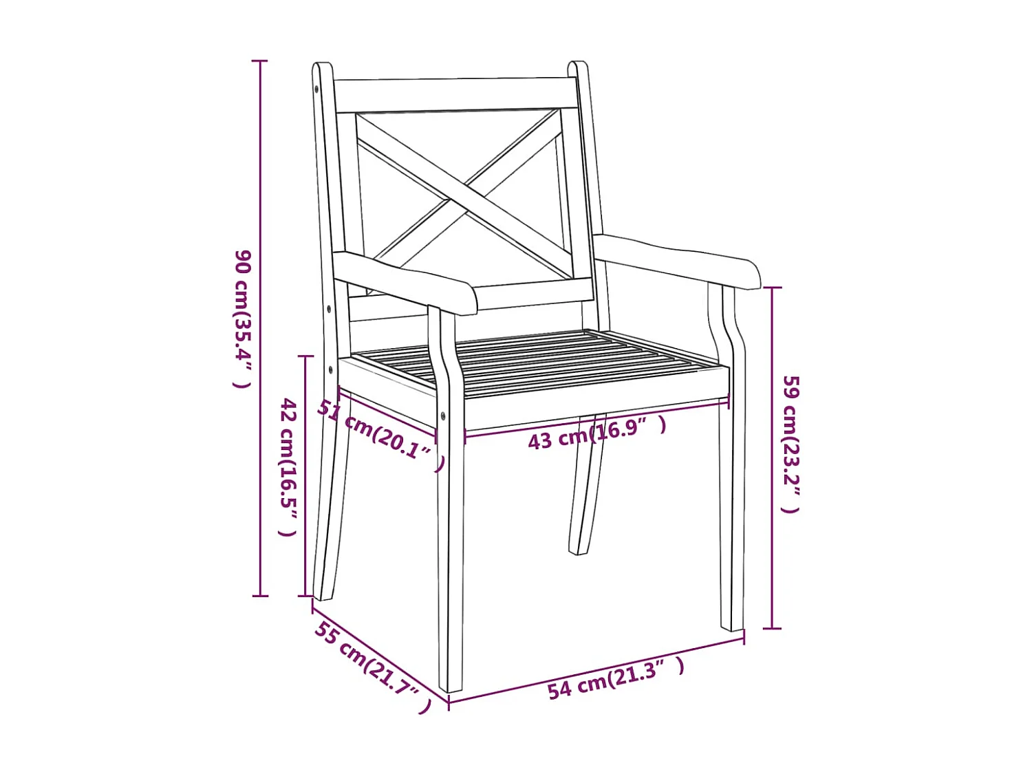 Tuinstoelen 4 st massief acaciahout