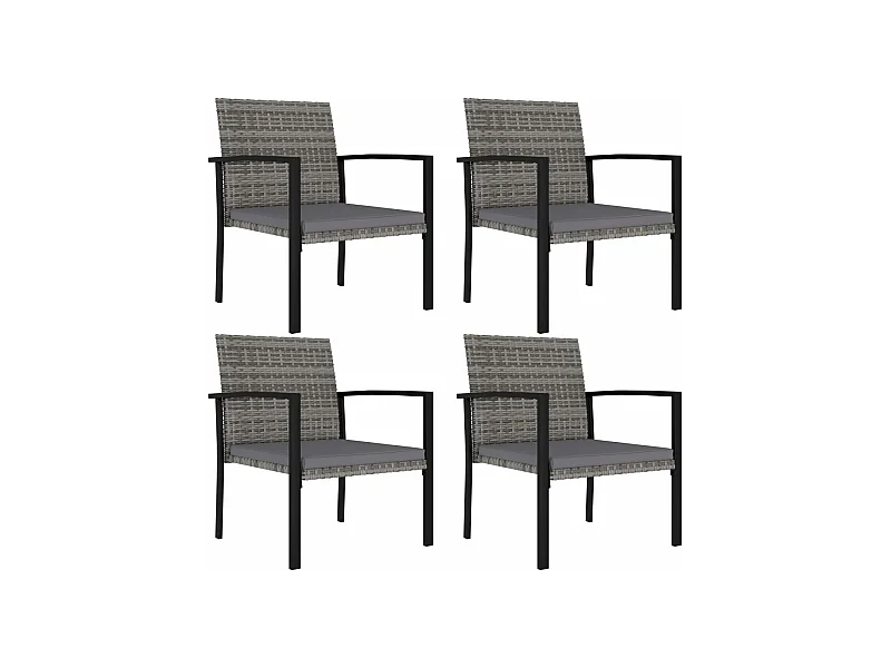 Garten-Essstühle 4 Stk. Poly Rattan Grau