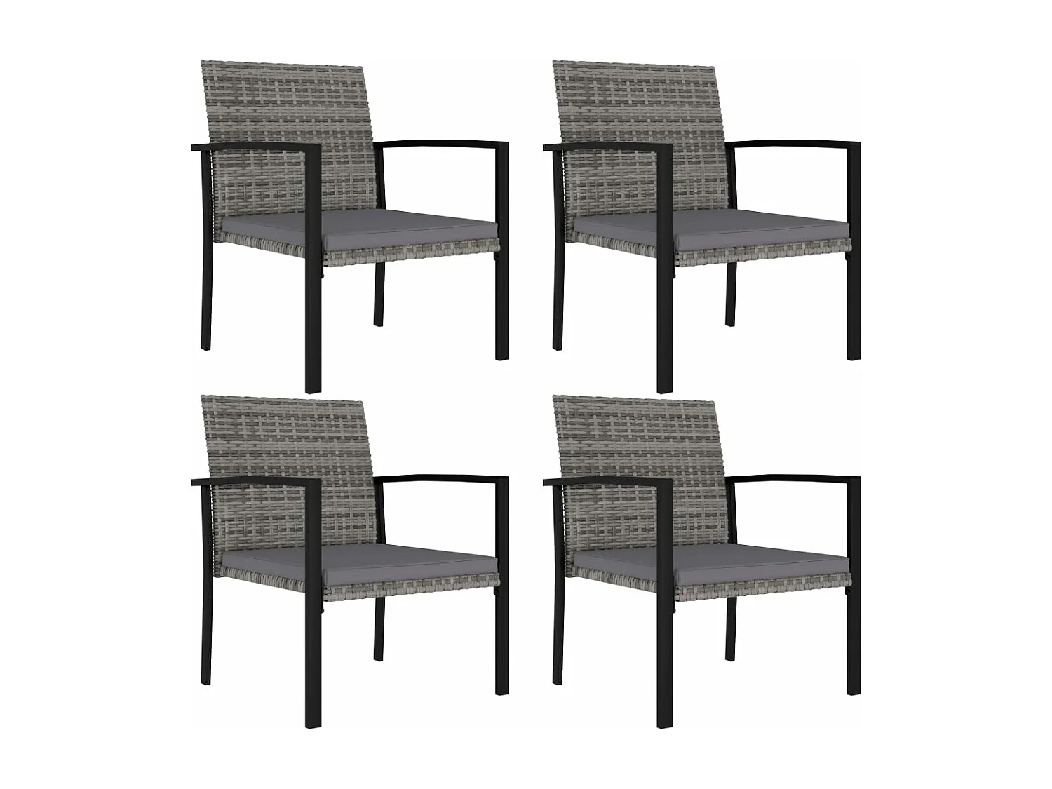 Chaises à manger de jardin lot de 4 Résine tressée Gris