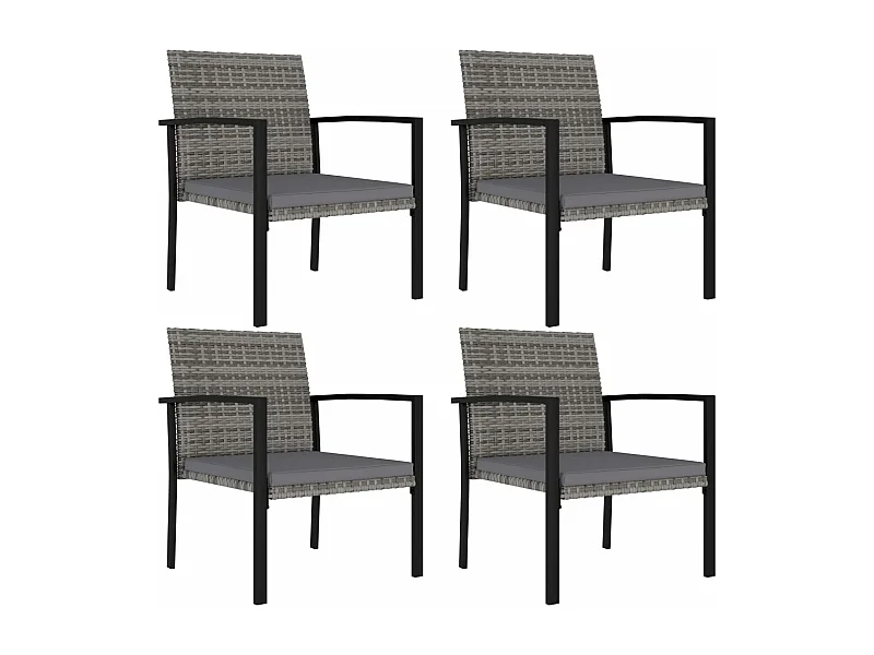 Chaises à manger de jardin lot de 4 Résine tressée Gris