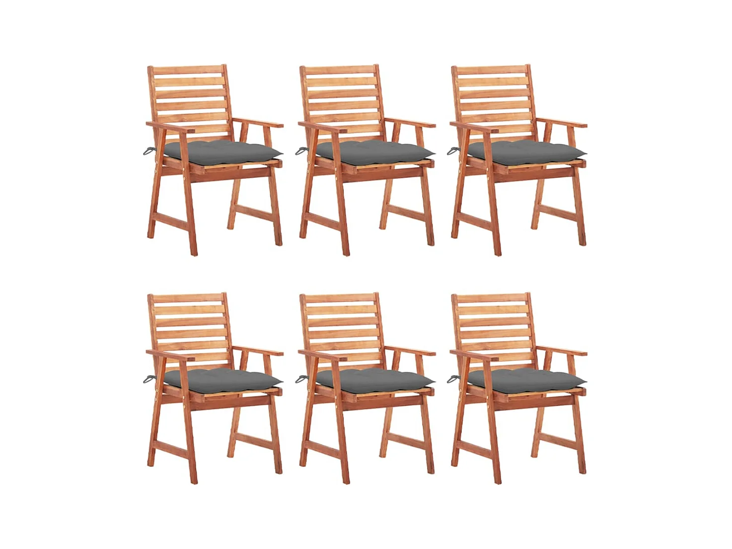 Tuinstoelen 6 st met kussens massief acaciahout