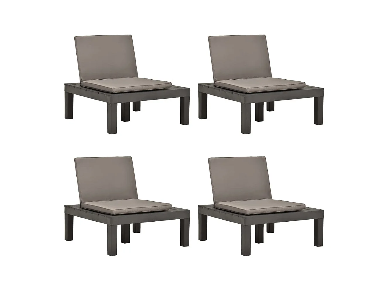 Chaises de salon de jardin et coussins 4pc Plastique Anthracite