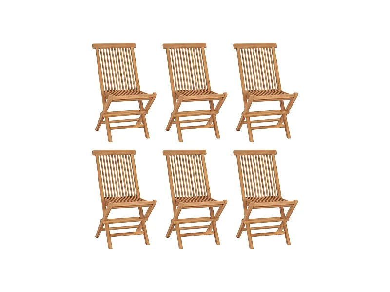 Chaises pliables de jardin lot de 6 Bois de teck solide