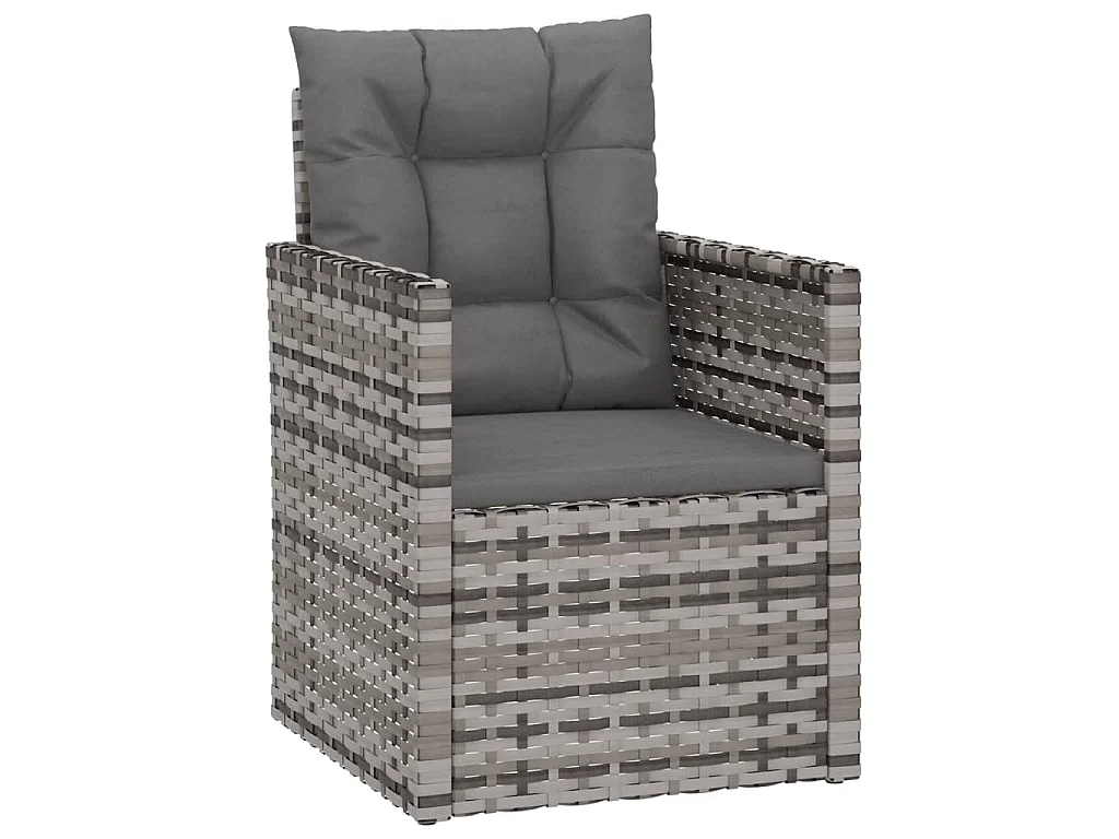 Fauteuil de jardin avec coussins Gris Résine tressée
