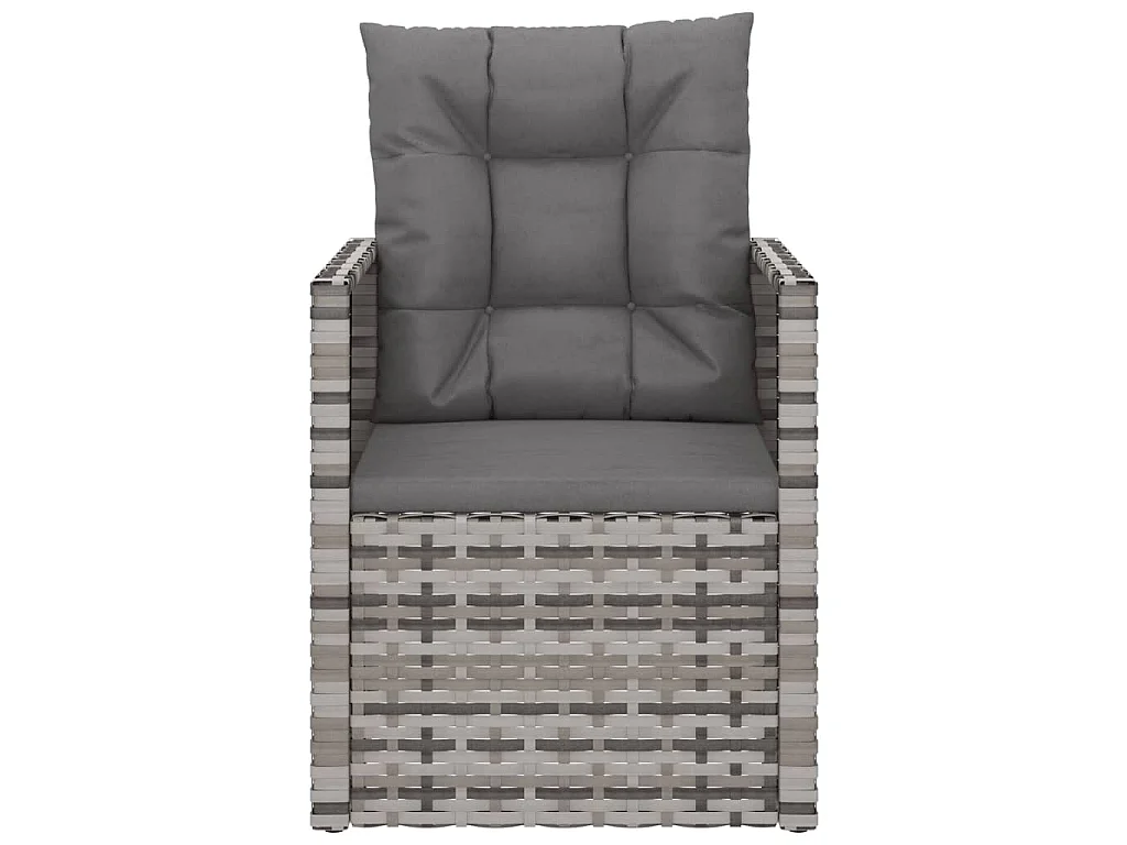 Fauteuil de jardin avec coussins Gris Résine tressée