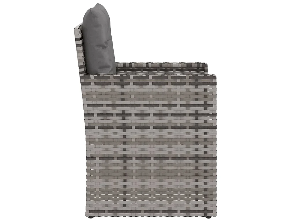 Fauteuil de jardin avec coussins Gris Résine tressée