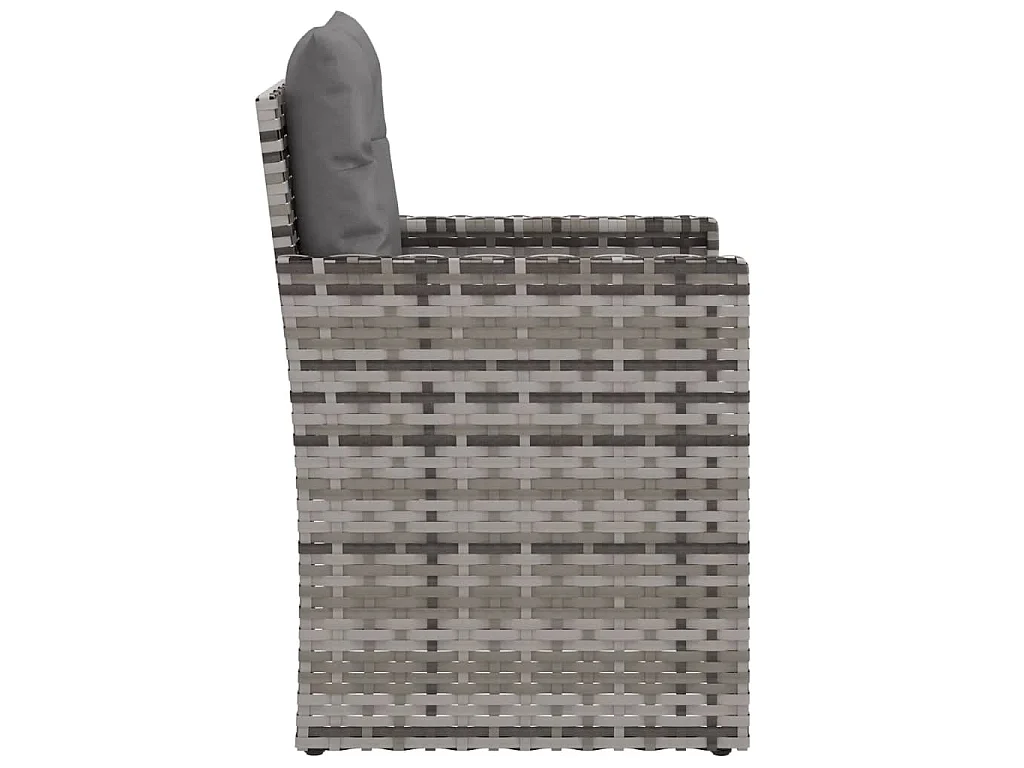 Tuinstoel met kussens poly rattan grijs