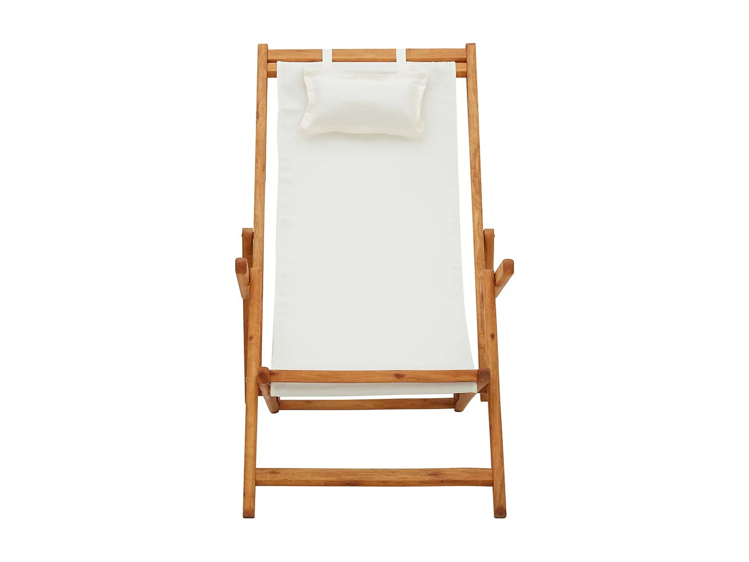 Chaise pliable de plage Bois d'eucalyptus solide et tissu Crème