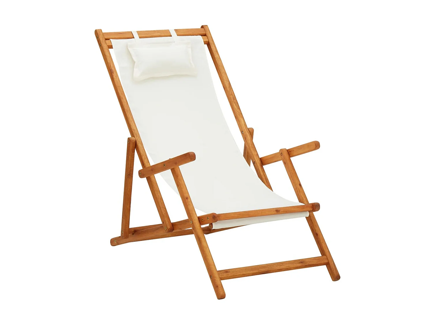 Klappbarer Strandstuhl Eukalyptus Massivholz und Stoff Creme