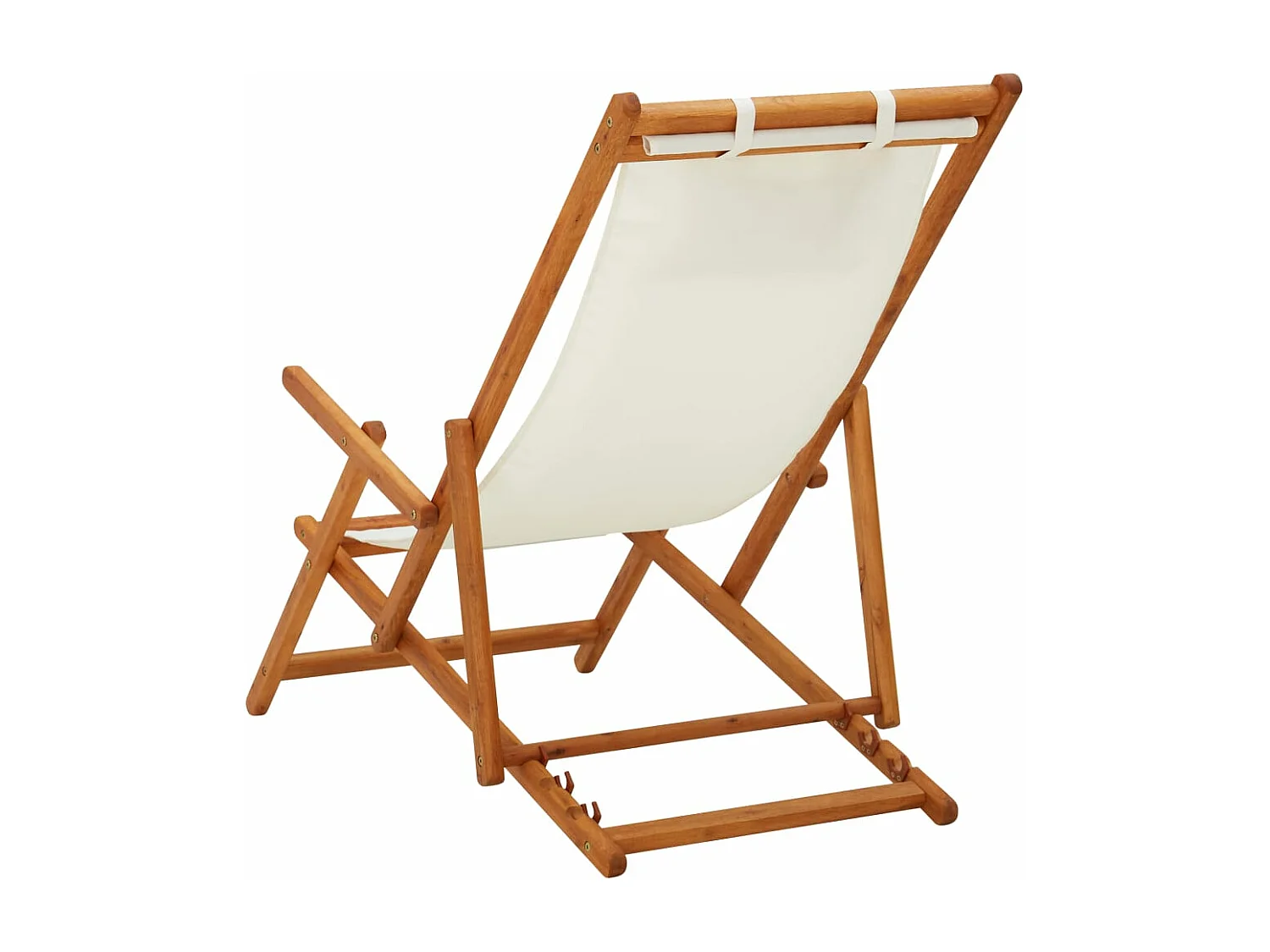 Klappbarer Strandstuhl Eukalyptus Massivholz und Stoff Creme
